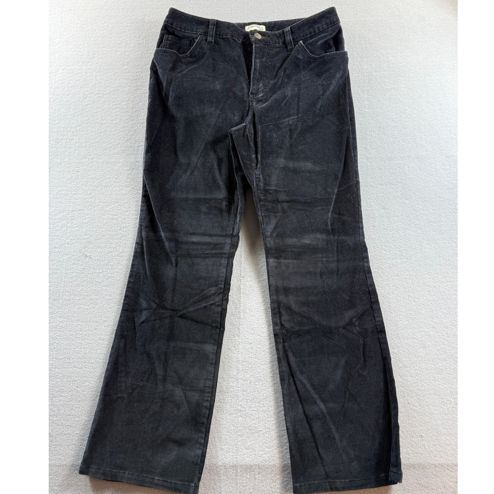 St. John's Bay Corduroy Pants Women 10P Black Stretch Straight Leg 31x28